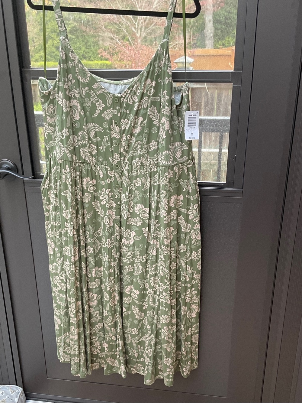 torrid Olive Green Dress with Pale cream Floral Print NWT